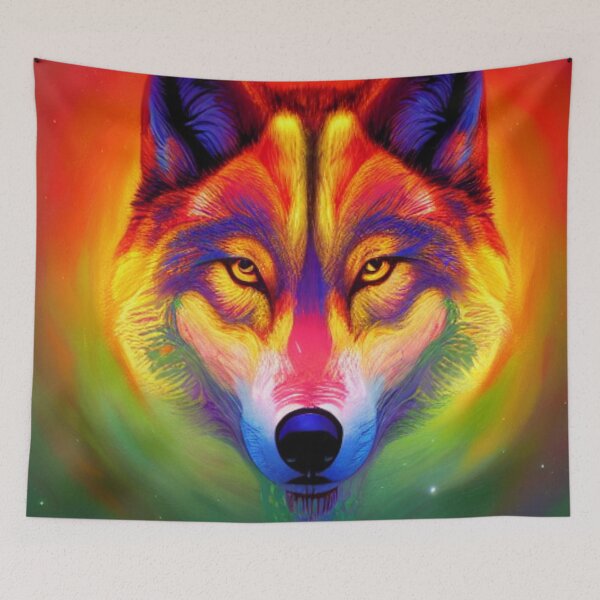 Item preview, Flower Power Wolf: A Burst of Color and Nature designed and sold by MagnifiqueMind.