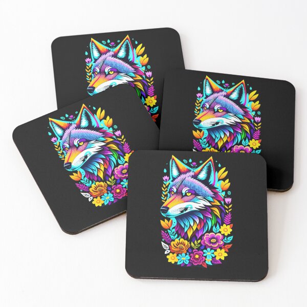 Item preview, Colorful Wolf With Flowers designed and sold by Tw1nsAIArt.