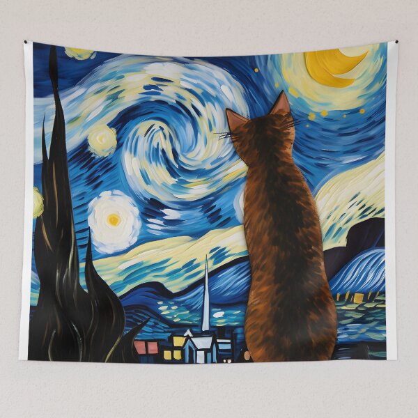Item preview, The Starry Night Cat designed and sold by IsaBoutiqueD.