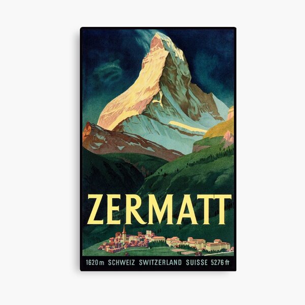 Item preview, Zermatt, Switzerland Vintage Travel Poster designed and sold by vintagevivian.