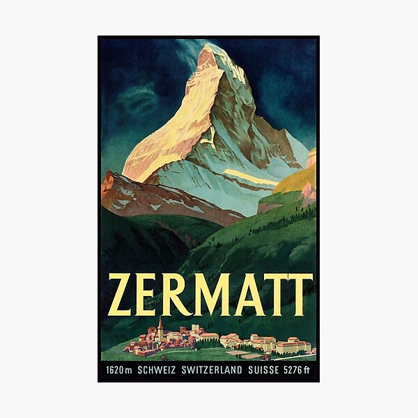 Item preview, Zermatt, Switzerland Vintage Travel Poster designed and sold by vintagevivian.
