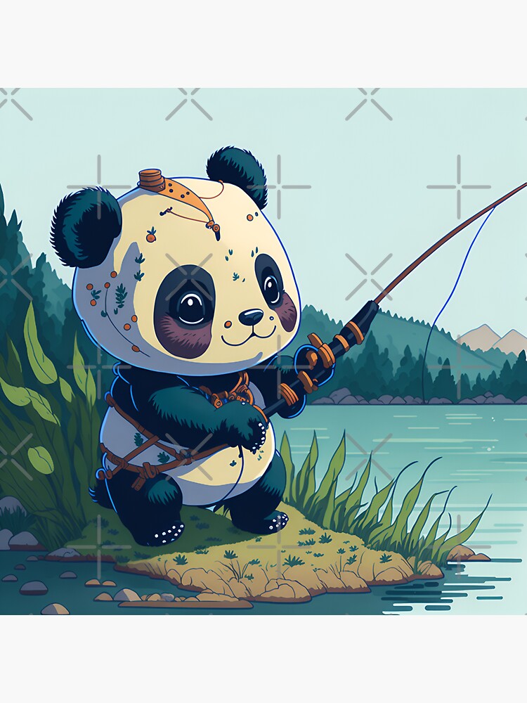 Cute Panda Bear Fishing| Whimsical Riverbank Adventure| Bear T