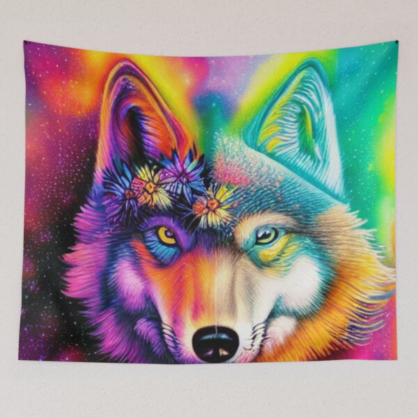 Item preview, The Blossom Wolf: A Rainbow of Floral Beauty designed and sold by MagnifiqueMind.