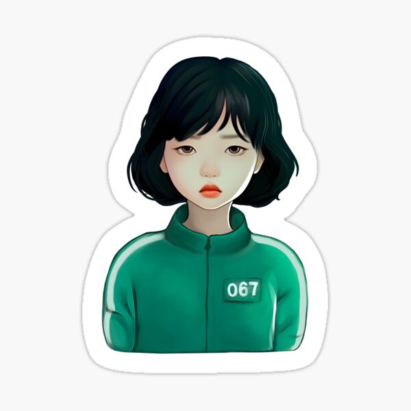 Item preview, Kang Sae-byeok Cute Sticker Fan Art - SQUID GAME Player 067 - Netflix designed and sold by Pensierino.