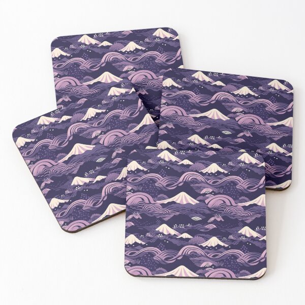Item preview, Dark Purple Japanese Mountains Wagara Pattern  designed and sold by StudioTokyo.