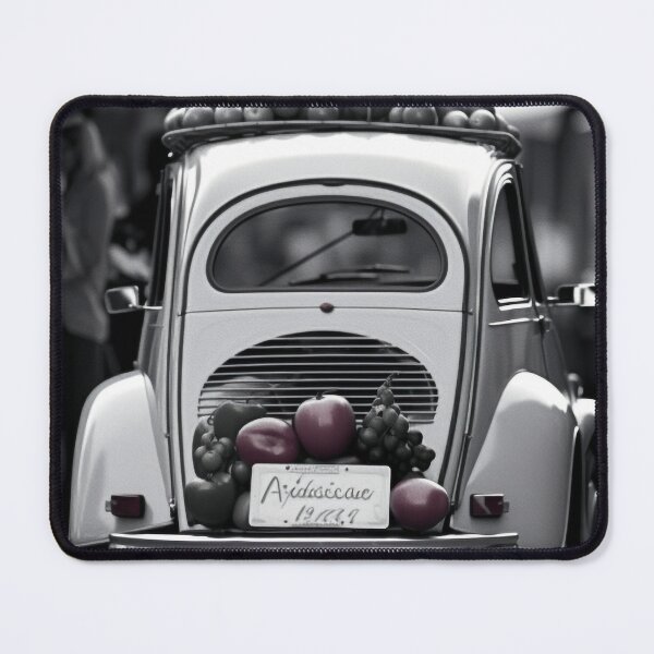 Item preview, Citroên 2 Chevaux 2CH French Car Parisian Market Paris Stalls Black and White Fruit Antique Old Photo designed and sold by Univers Noir et Blanc.