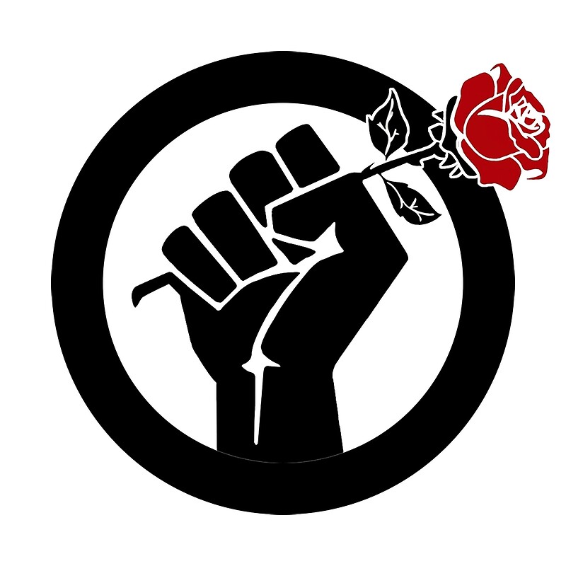 "Democratic Socialist Fist With Red Rose" by AshKitty Redbubble
