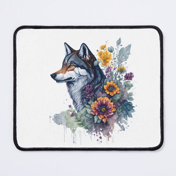 Artikelvorschau, Bunter Wolf mit Blumen entworfen und verkauft von jkrphoto.
