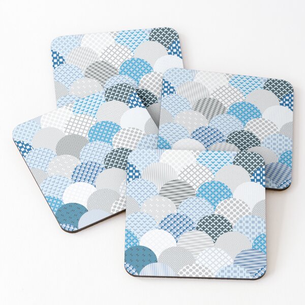 Item preview, Patterned clamshells in sky blue, ice blue and cobalt blue designed and sold by FrancesPoff.