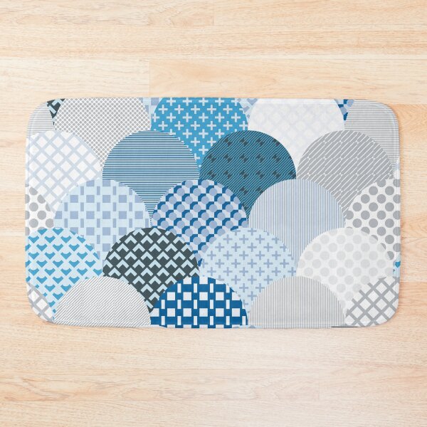 Item preview, Patterned clamshells in sky blue, ice blue and cobalt blue designed and sold by FrancesPoff.