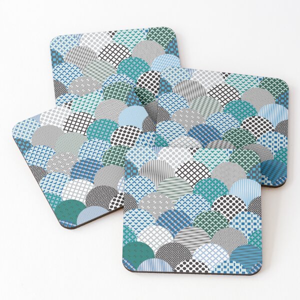 Item preview, Patterned clamshells in bold blues, blacks and turquoise designed and sold by FrancesPoff.