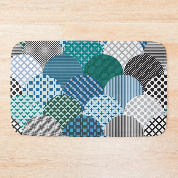 Item preview, Patterned clamshells in bold blues, blacks and turquoise designed and sold by FrancesPoff.