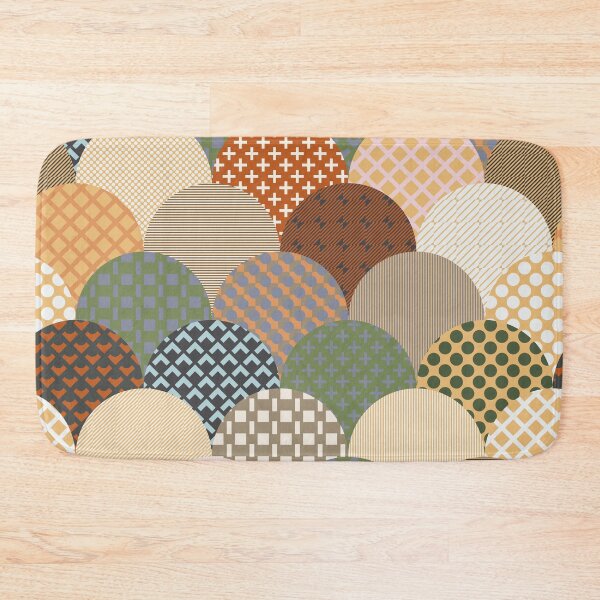 Item preview, Patterned clamshells in muted oranges, blues and greens designed and sold by FrancesPoff.