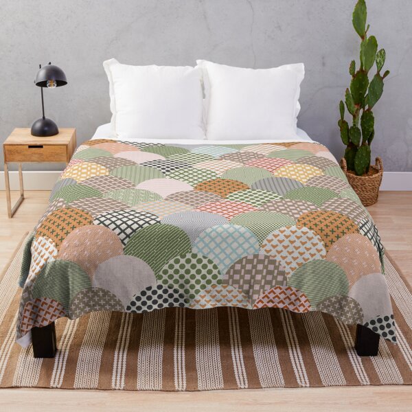 Item preview, Patterned clamshells in earth tones of green, brown, mustard and taupe designed and sold by FrancesPoff.