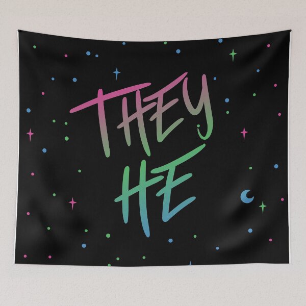 Item preview, Poly Flag Stars They/He Pronouns designed and sold by MoonMint.