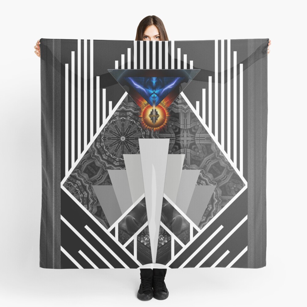Wings Of Lightning Deco Mech Flare Fractal Abstract Art by Xzendor7 Ladies Scarf