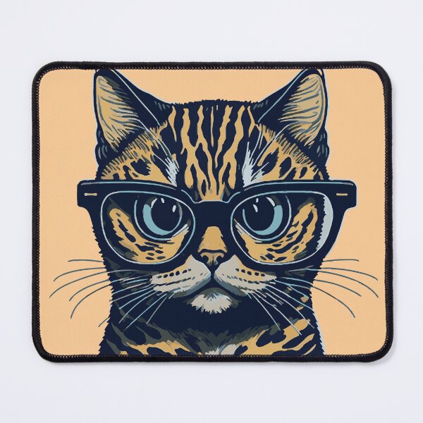Item preview, Cute Cat Wearing Glasses Digital Illustration Design designed and sold by Hnd-Design.