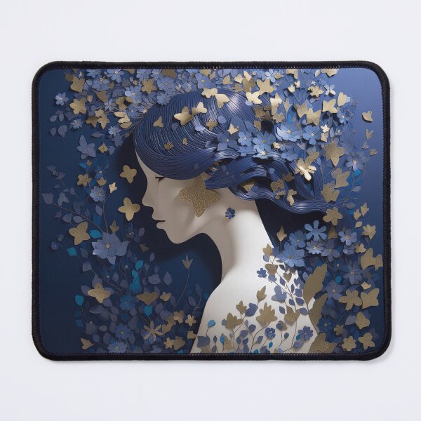 Item preview, Woman with Blue and Silver Decorative Flowers designed and sold by Juliascutecornr.