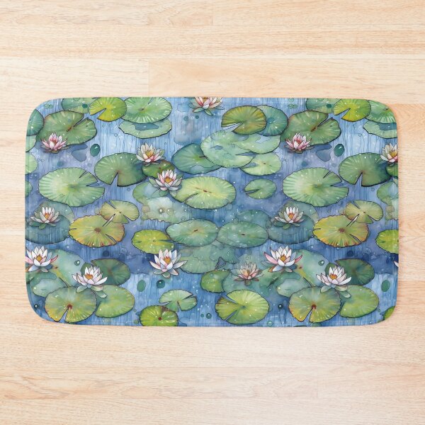 Item preview, Waterlily Pattern in Lush Greens and Blues Lilypad Watercolor Design Lily Pad designed and sold by ClairesPatterns.