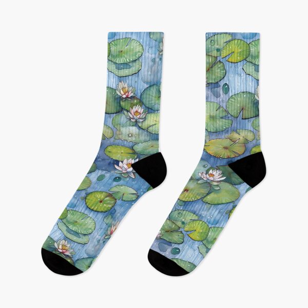 Item preview, Waterlily Pattern in Lush Greens and Blues Lilypad Watercolor Design Lily Pad designed and sold by ClairesPatterns.