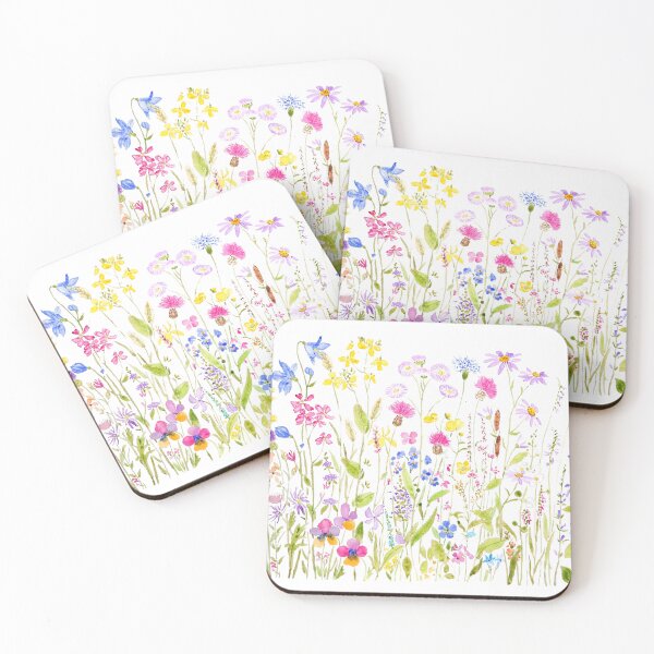 Item preview, hand painted colorful meadow fields watercolor designed and sold by ColorandColor.