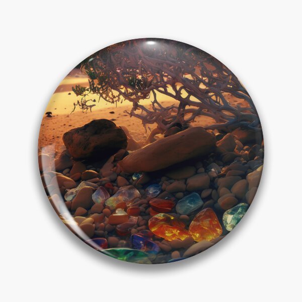 Item preview, Otherworldly beach and seascape with gemstones designed and sold by Art by Lilia.