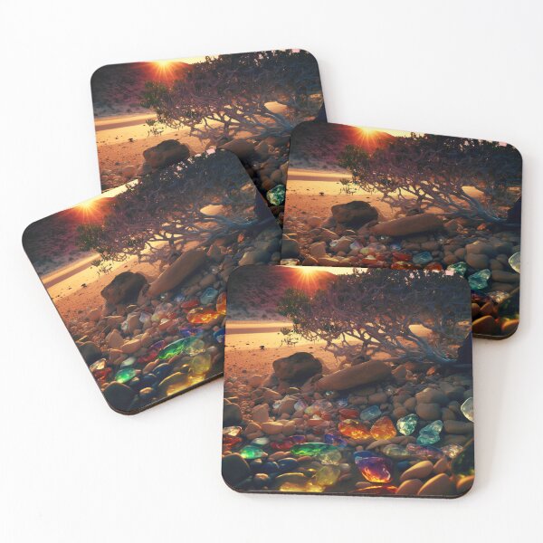Item preview, Otherworldly beach and seascape with gemstones designed and sold by Art by Lilia.