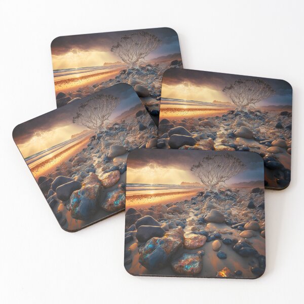 Item preview, Otherworldly beach and seascape with gemstones 1 designed and sold by Art by Lilia.