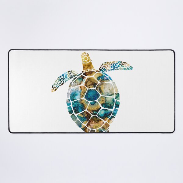 Item preview, Sea Turtle graphic with textures in blue and gold designed and sold by Michelle Pakron.