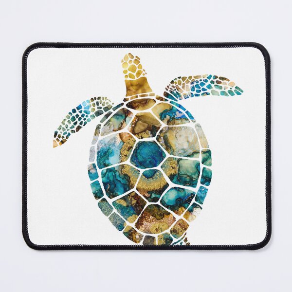 Item preview, Sea Turtle graphic with textures in blue and gold designed and sold by Michelle Pakron.