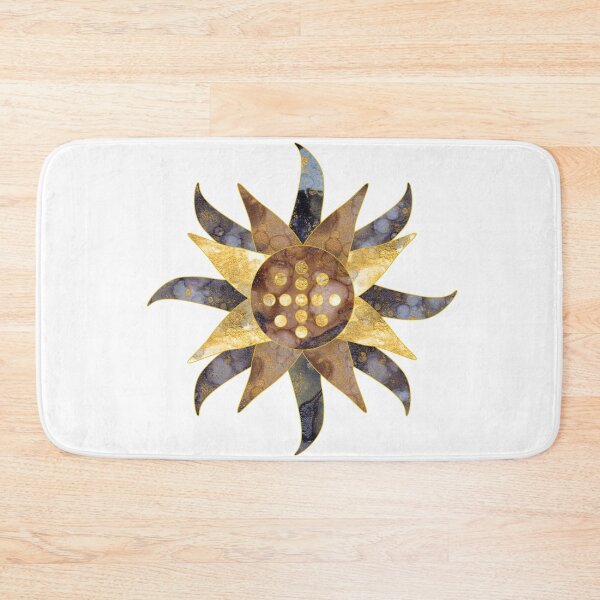 Item preview, Sunflower graphic with alcohol ink textures in purple, blue, and gold designed and sold by Michelle Pakron.