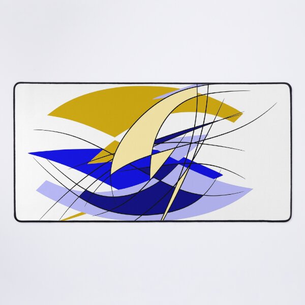 Item preview, Abstract artwork - summer, ship, ocean, waves - blue and gold designed and sold by bunterkunt.