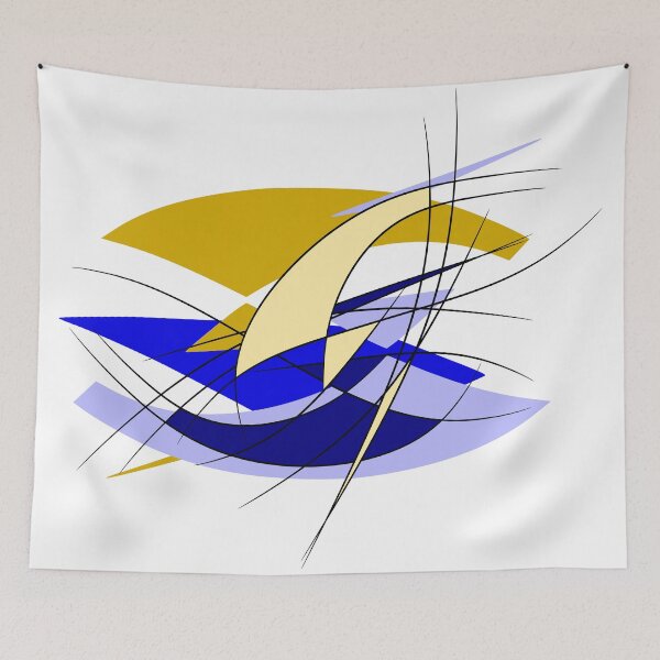 Item preview, Abstract artwork - summer, ship, ocean, waves - blue and gold designed and sold by bunterkunt.