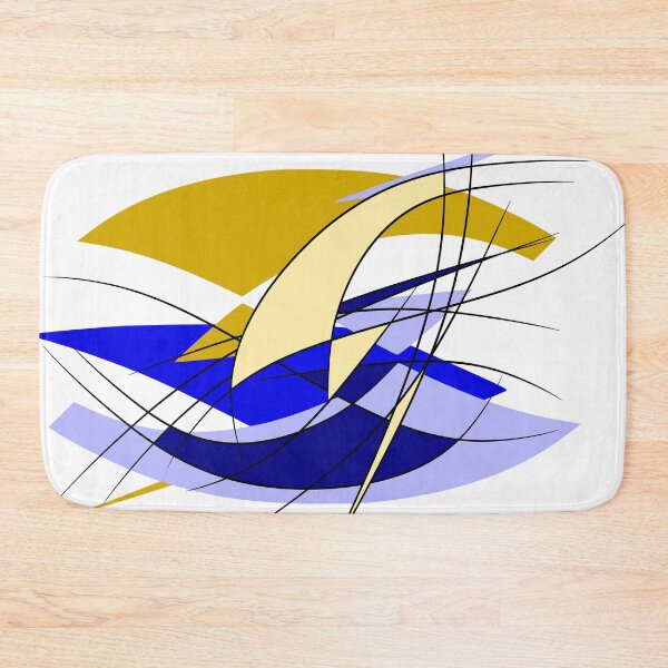 Item preview, Abstract artwork - summer, ship, ocean, waves - blue and gold designed and sold by bunterkunt.
