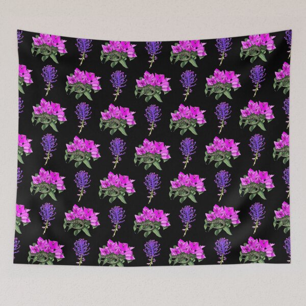 Item preview, Wall lizard on bougainvillea pattern, black designed and sold by Naty Design Prague.