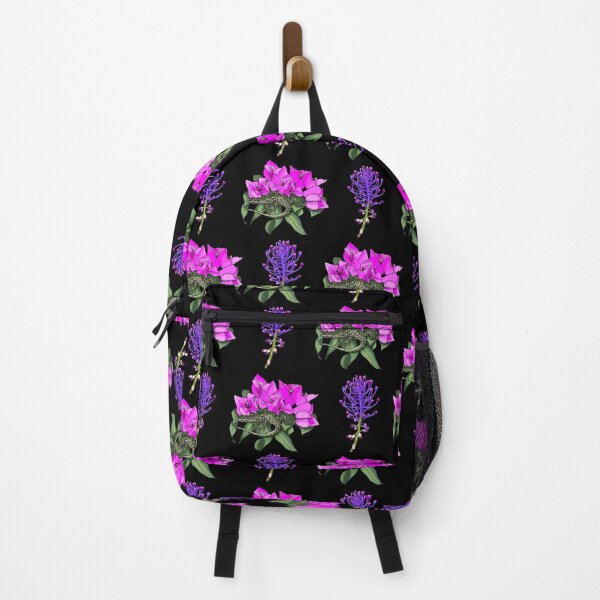 Item preview, Wall lizard on bougainvillea pattern, black designed and sold by Naty Design Prague.