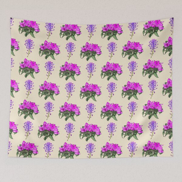 Item preview, Wall lizard on bougainvillea pattern, cream designed and sold by Naty Design Prague.