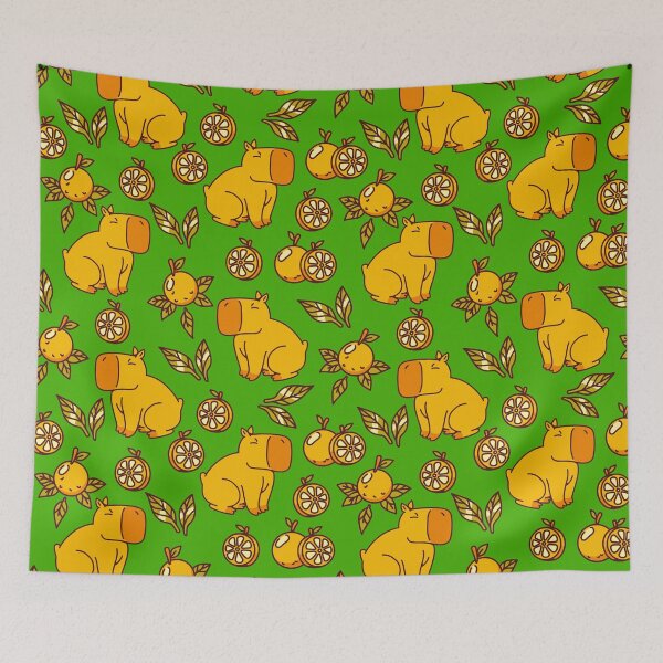 Item preview, Capybara With Oranges Leaves Green by Tobe Fonseca designed and sold by Tobe Fonseca®.