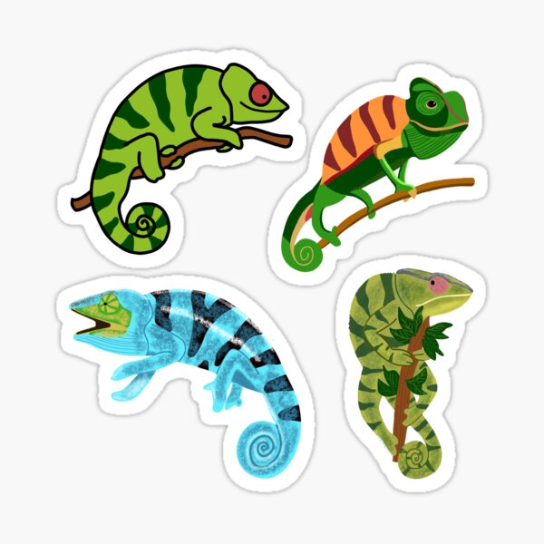 Artikel-Vorschau von Chamäleon-Reptilien-Aufkleberpaket, designt und verkauft von Micelys Rodríguez.