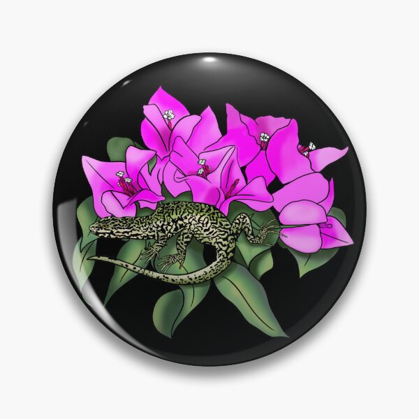 Item preview, Wall lizard on bougainvillea pattern, black designed and sold by Naty Design Prague.