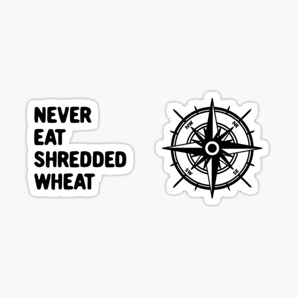 Item preview, Vintage Compass Tee with Quirky Quote: Never Eat Shredded Wheat designed and sold by hadleyfoo.