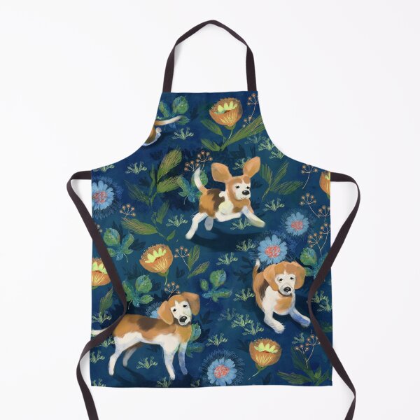 Item preview, Beagle and flowers on dark blue designed and sold by Mary Jane Lange.