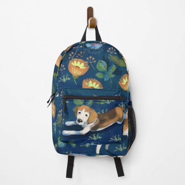 Item preview, Beagle and flowers on dark blue designed and sold by Mary Jane Lange.