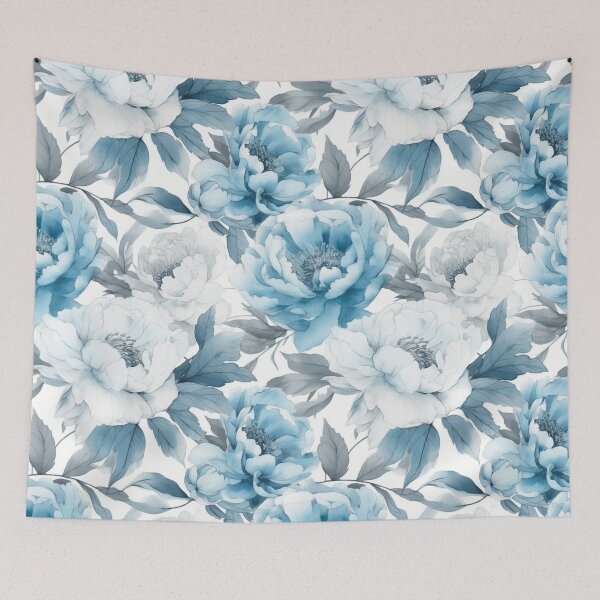 Item preview,  Peony Flower Pattern Watercolor Alex Maleev Style light blue designed and sold by Japanattis.