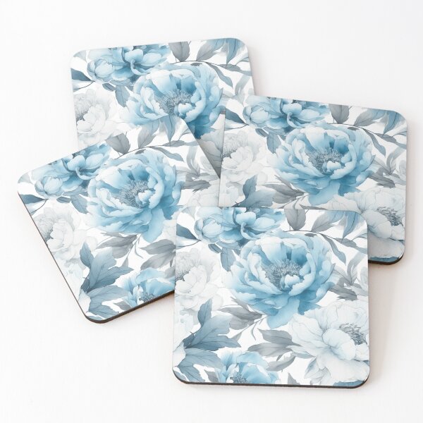 Item preview,  Peony Flower Pattern Watercolor Alex Maleev Style light blue designed and sold by Japanattis.