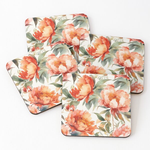 Item preview, Peony Flower Pattern Watercolor Alex Maleev Style Orange designed and sold by Japanattis.