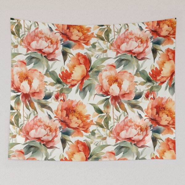 Item preview, Peony Flower Pattern Watercolor Alex Maleev Style Orange designed and sold by Japanattis.