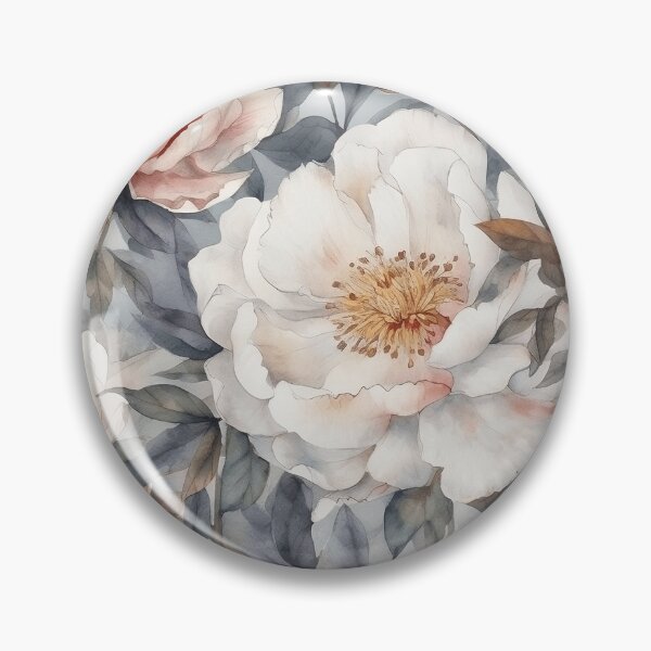 Item preview, Peony Flower Pattern Watercolor Alex Maleev Style White and Grey designed and sold by Japanattis.