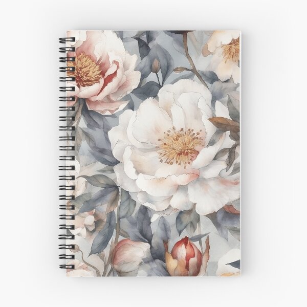 Item preview, Peony Flower Pattern Watercolor Alex Maleev Style White and Grey designed and sold by Japanattis.