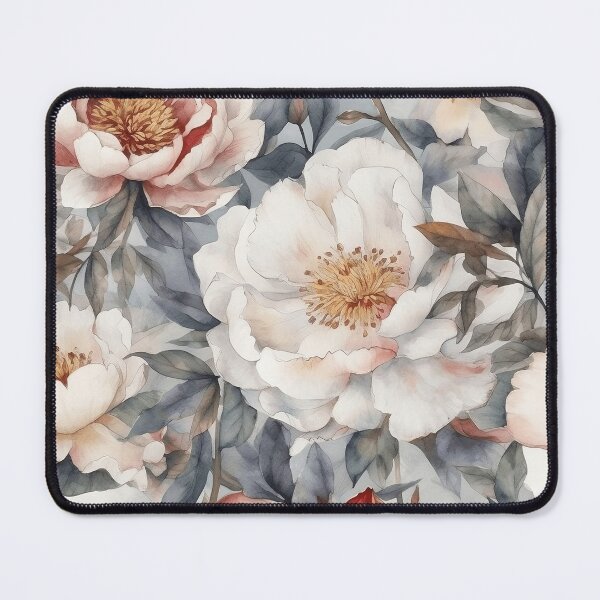 Item preview, Peony Flower Pattern Watercolor Alex Maleev Style White and Grey designed and sold by Japanattis.